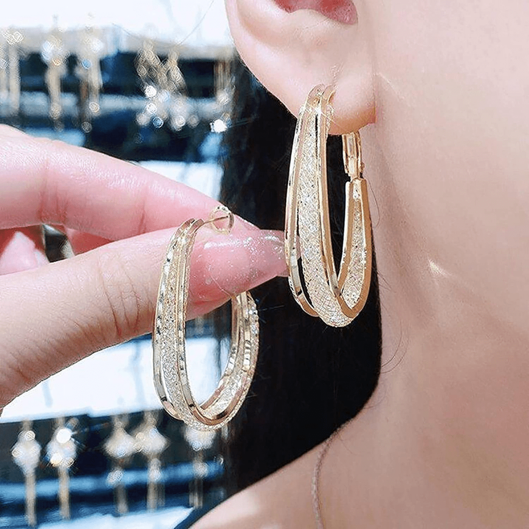 Par De Aretes Ovalados Con Tejido De Malla - Muy Moderna Uruguay