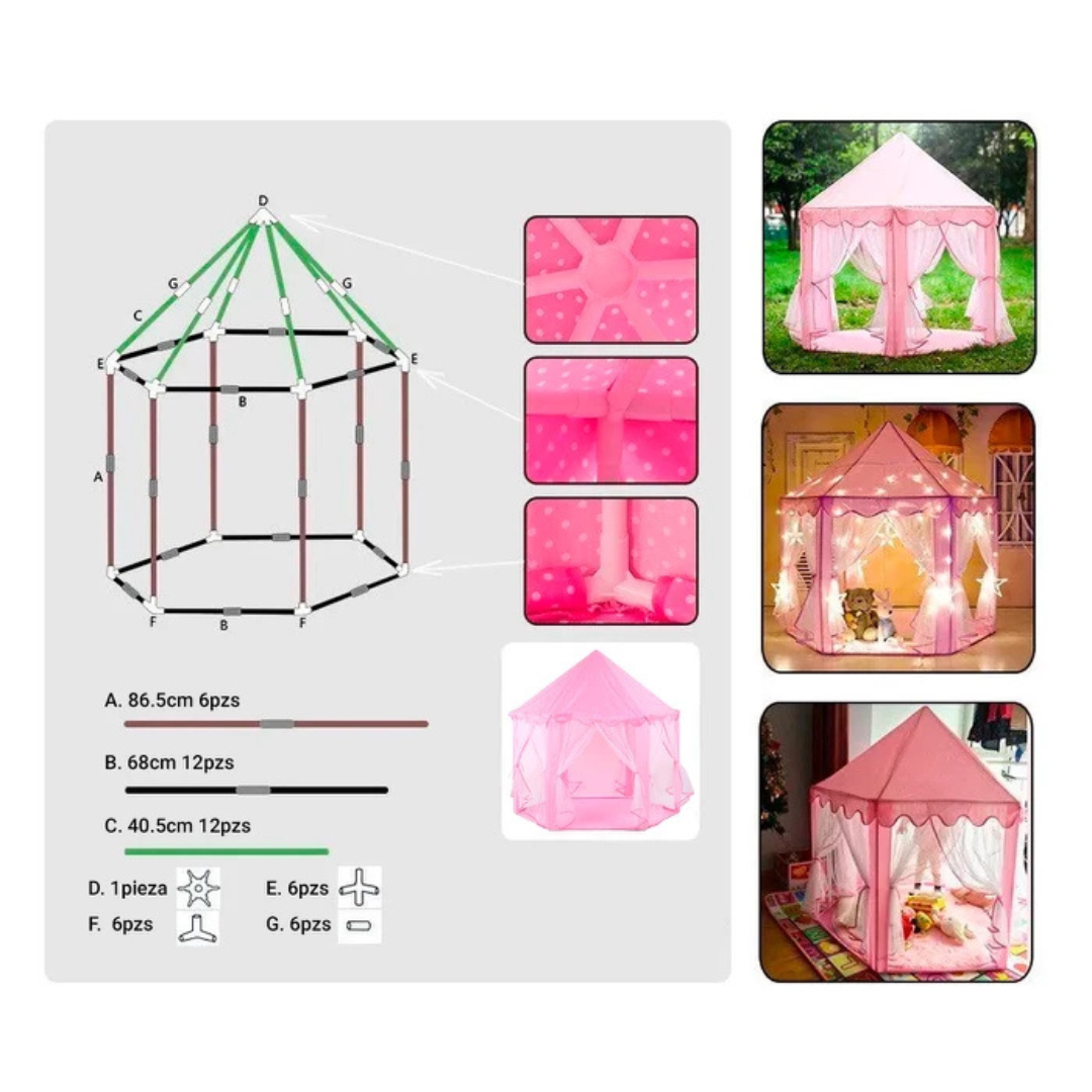 Carpa Castillo de Princesa Fácil de Montar para Niños - Muy Moderna Uruguay
