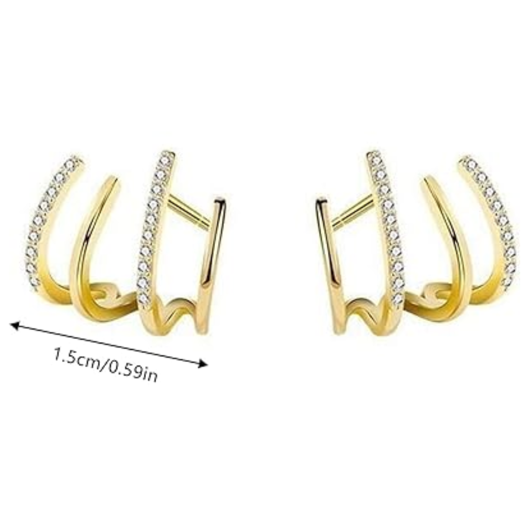 Caravanas Cuatro Garras Enchapadas en Oro