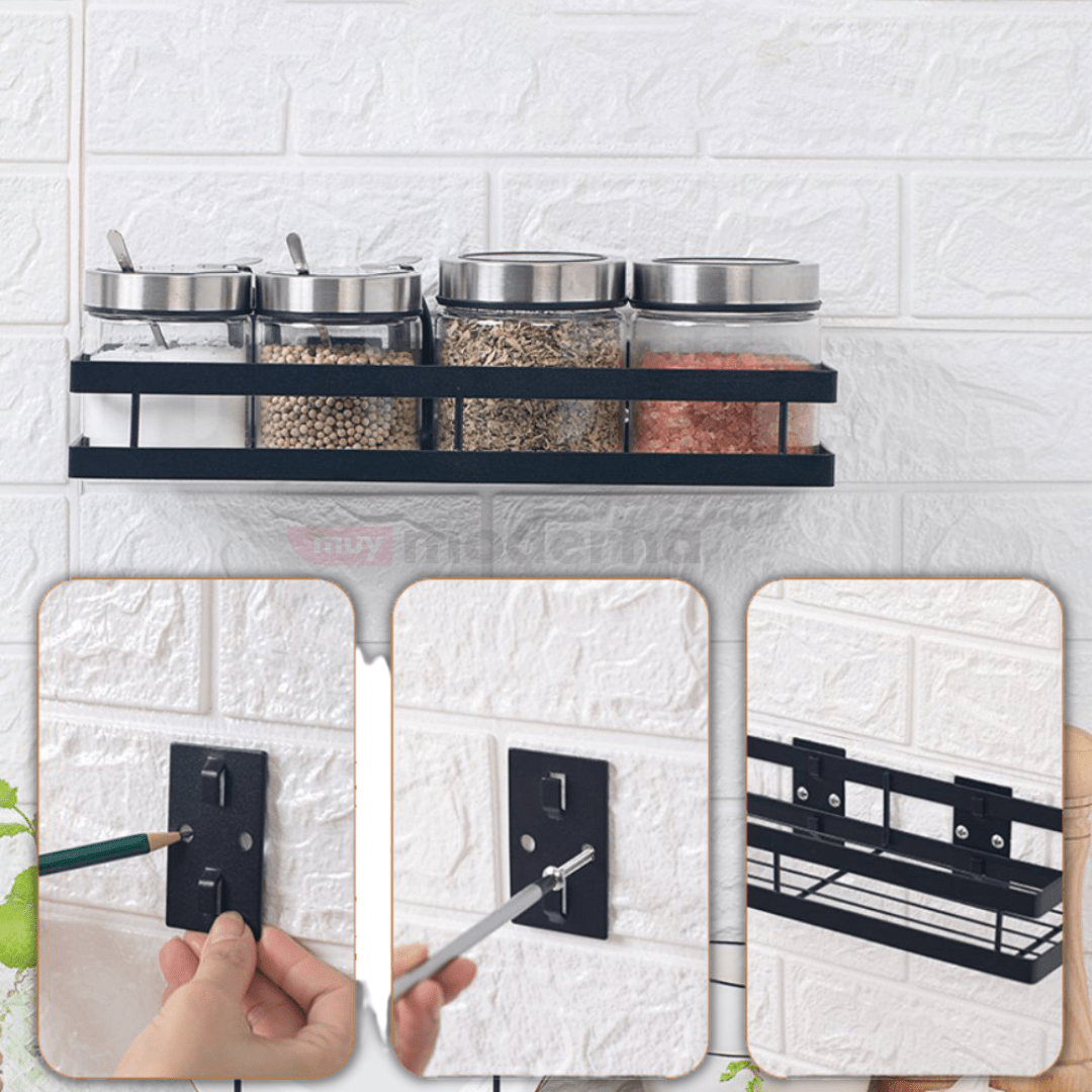 Estante de Pared Organizador de Especias con Ganchos - Muy Moderna Uruguay