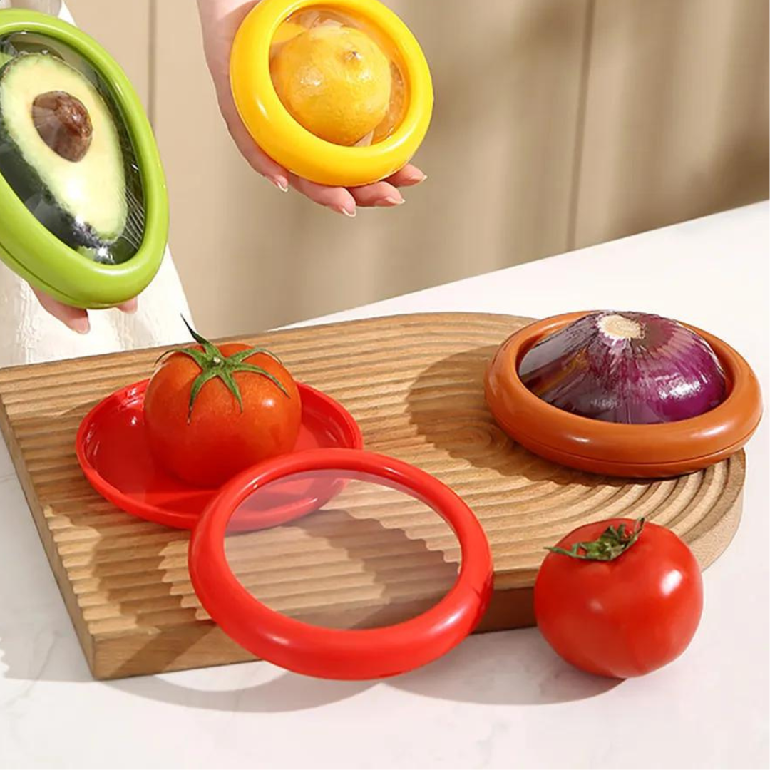 Set de 4 Conservadores De Tapa Elástica Para Frutas Y Verduras