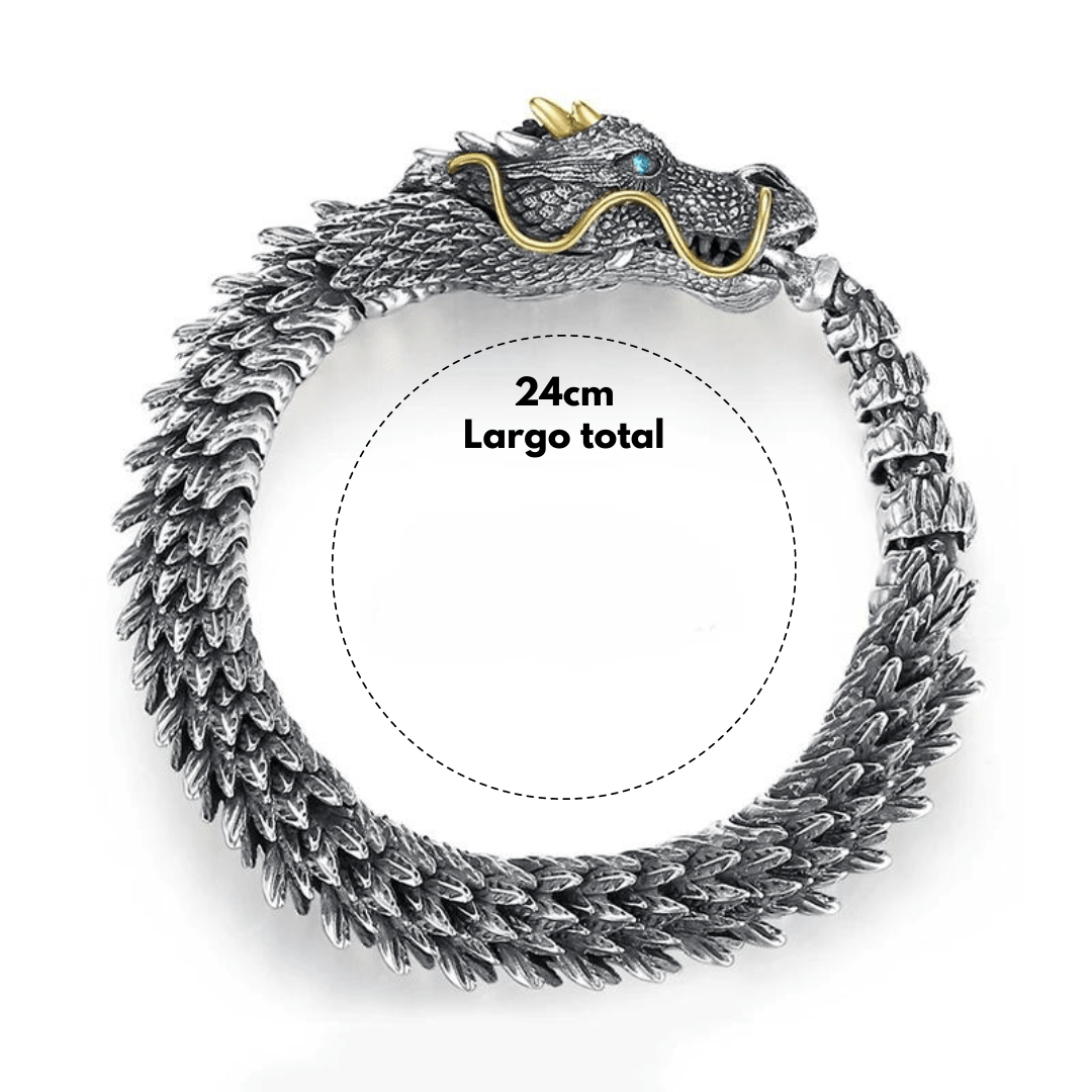Pulsera Metálica De Dragón Tridimensional - Muy Moderna Uruguay