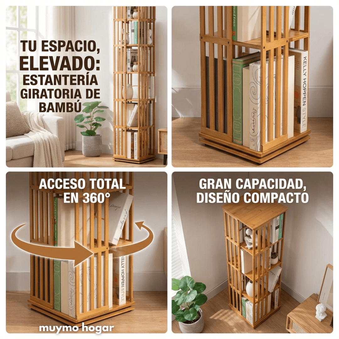 Estanteria de Bambu Giratoria - muymo hogar