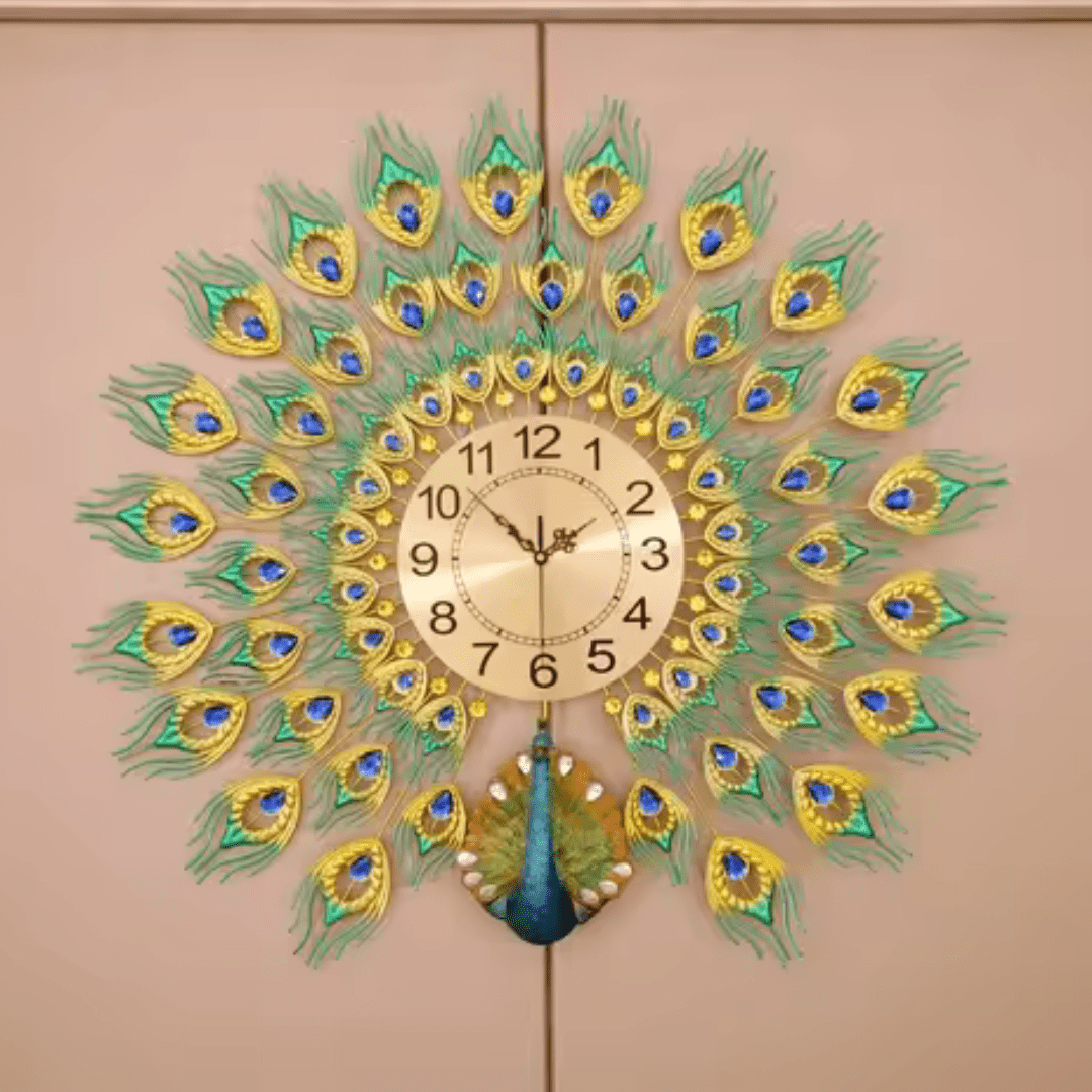 Reloj De Pared Pavo Real Elegante Grande - Muy Moderna Uruguay