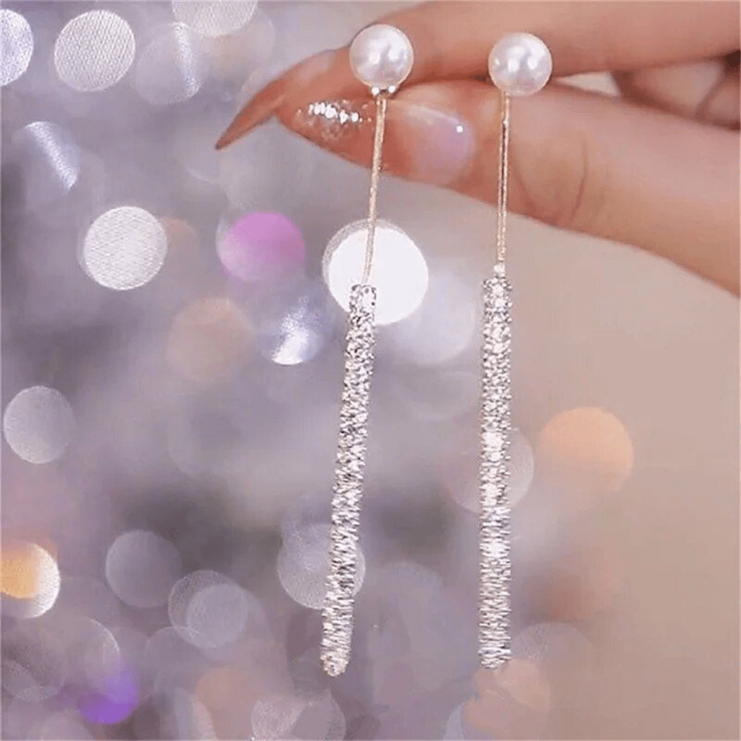 Caravanas Colgantes con Perla y Strass Brillante - Muy Moderna Uruguay