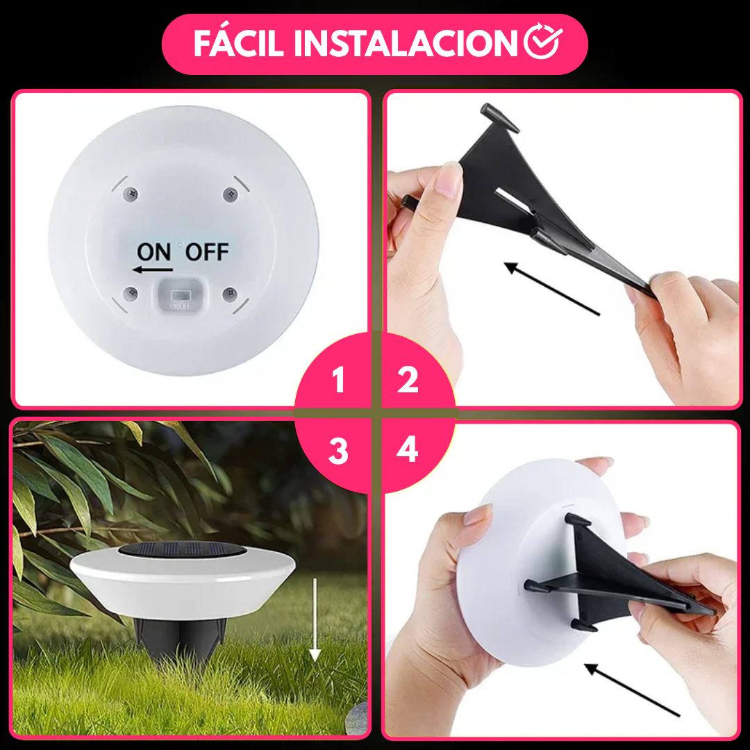 Pack x4 Luces Solares LED Cálidas para Jardín- Automáticas e Impermeables