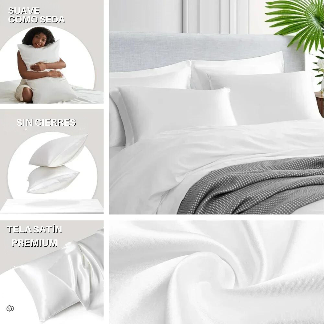 Set de 2 Fundas de Almohada Satén Tipo Seda