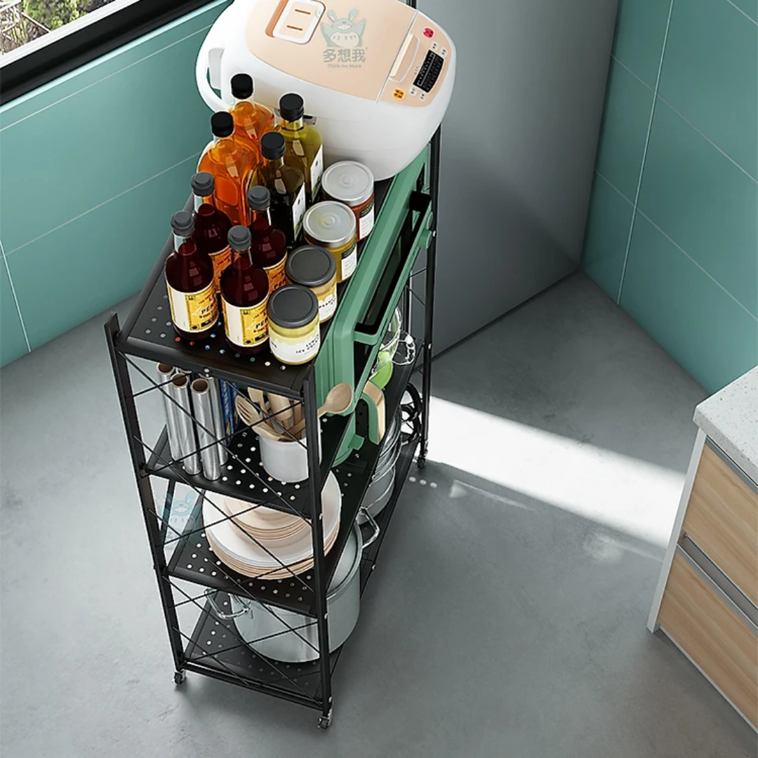 Estantería Plegable de 5 Niveles con Ruedas