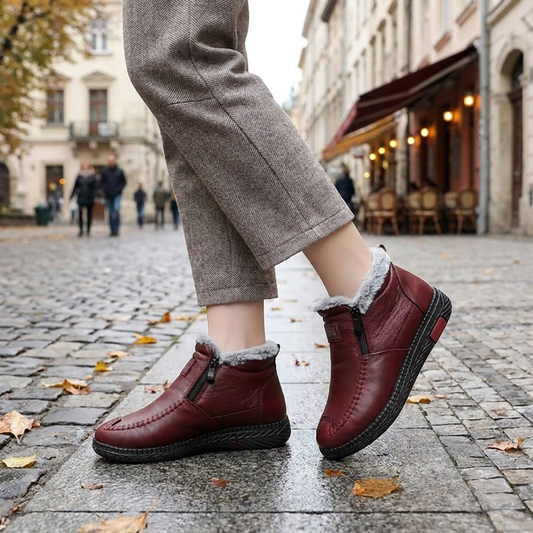 Botines Abrigados con Forro Afelpado - Símil Cuero para Invierno