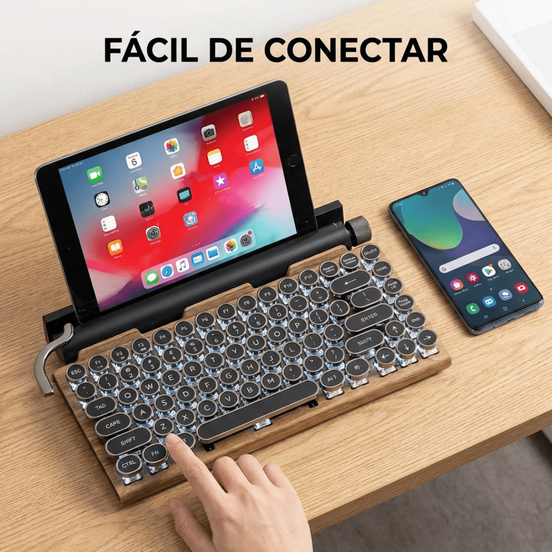Teclado Bluetooth Mecánico Retro Switch Blue Inalámbrico - Muy Moderna Uruguay