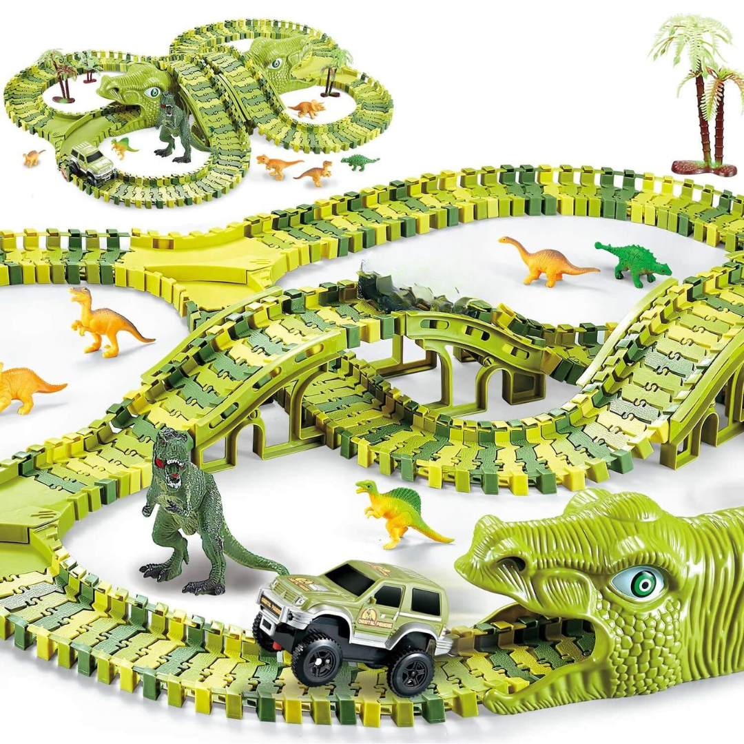 Pista Flexible Dinosaurios Grande Flexible Encastre 240 Piezas - Muy Moderna Uruguay