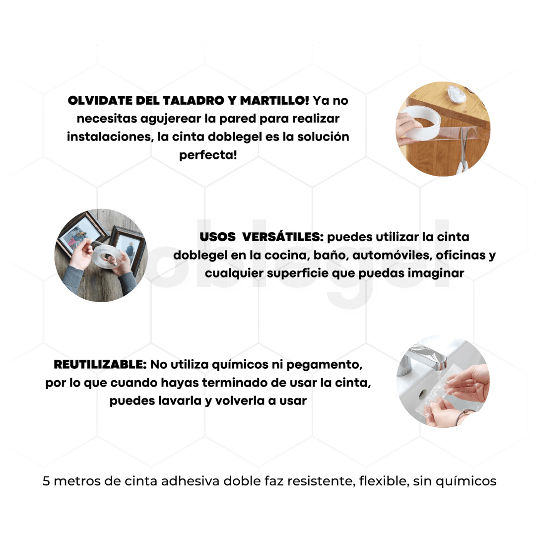 Cinta de Gel marca DOBLEGEL™ de 5 Metros - Muy Moderna Uruguay