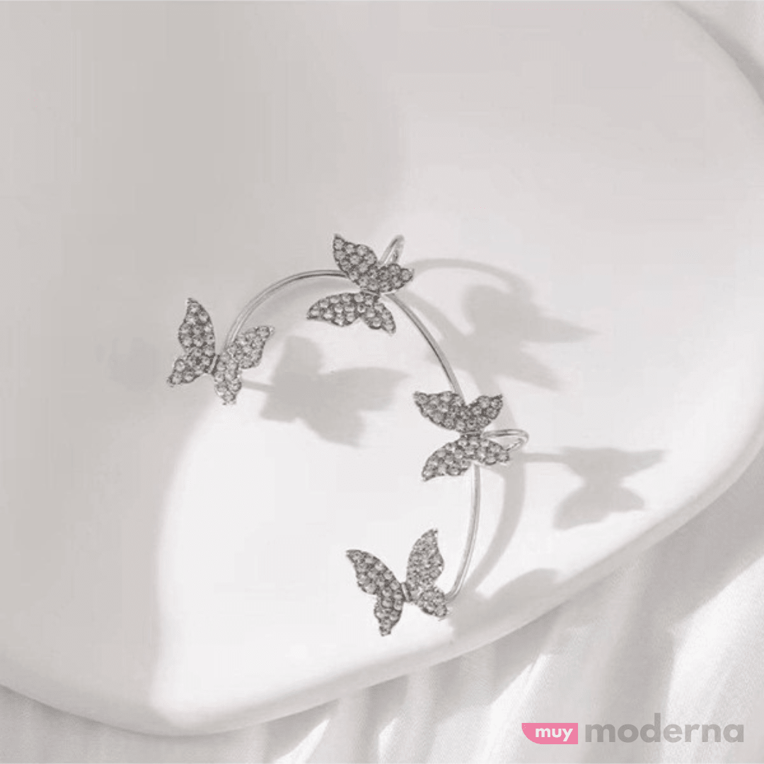 Caravanas Trepadoras de Mariposas Sin Perforacion - Muy Moderna Uruguay