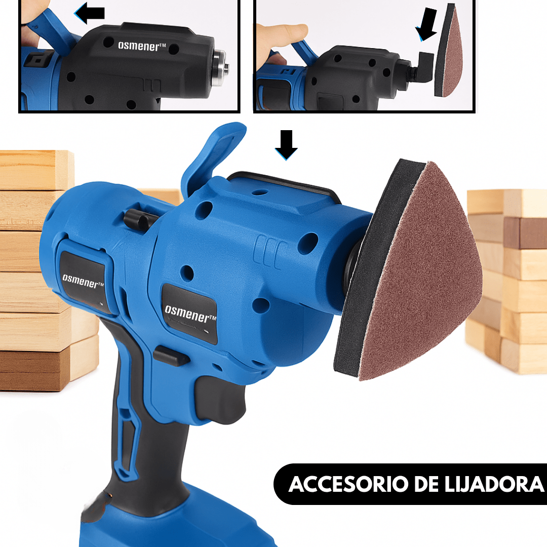 Herramienta Inalambrica 6 En 1 Taladro + Motosierra + Lija OSMENER con 2 baterías - Muy Moderna Uruguay