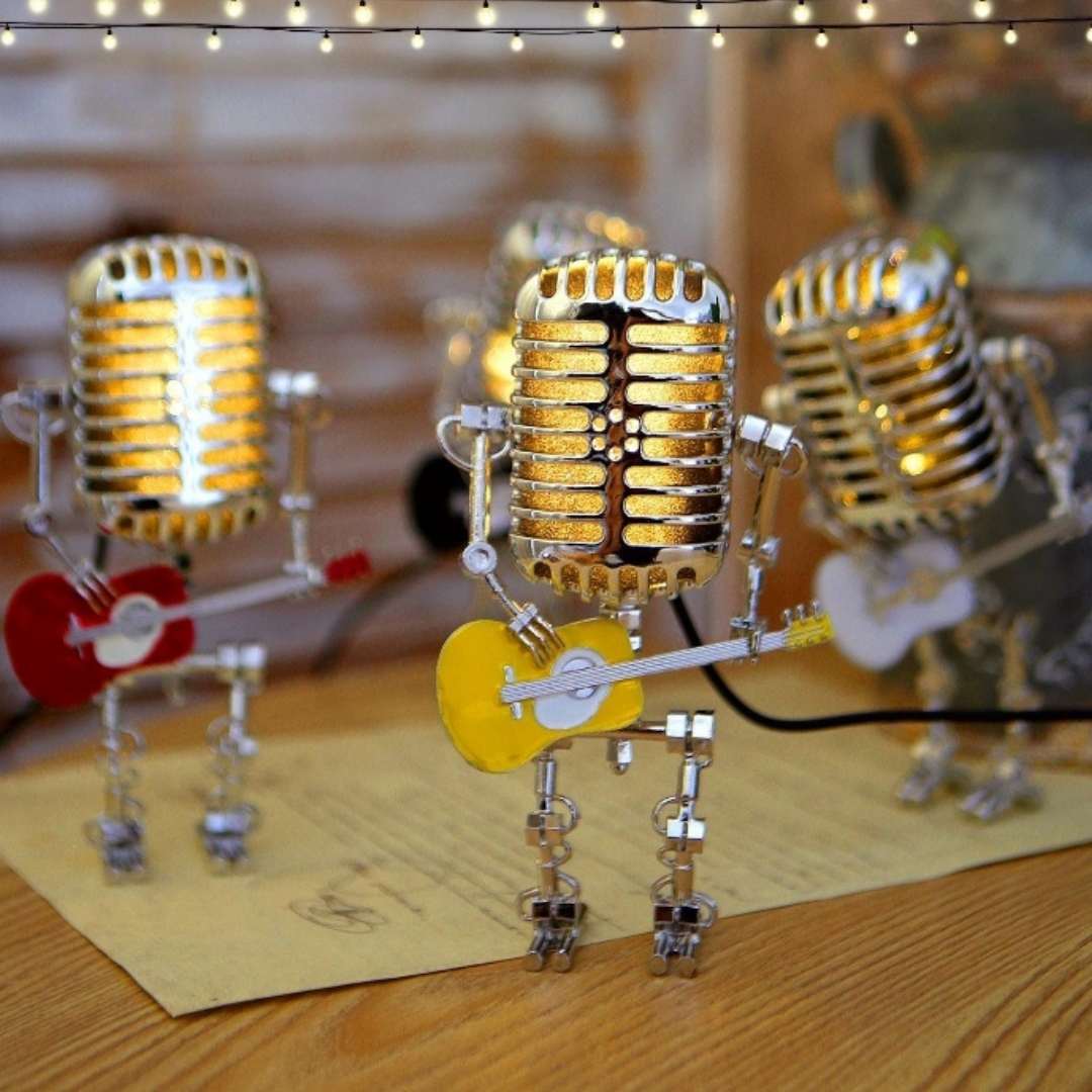 Micrófono Retro Decorativo Con Luz Led