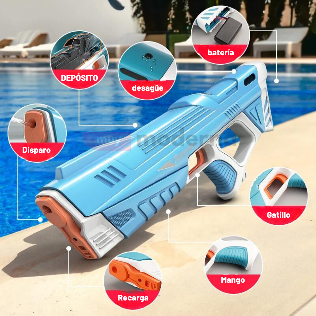 Super Pistola De Agua Eléctrica Recargable - Muy Moderna Uruguay