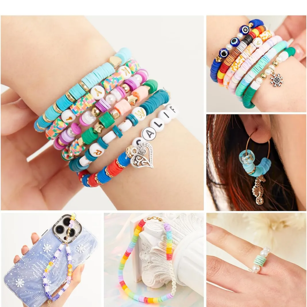 Kit Completo Pulseras y Collares con Cuentas de Arcilla - Muy Moderna Uruguay