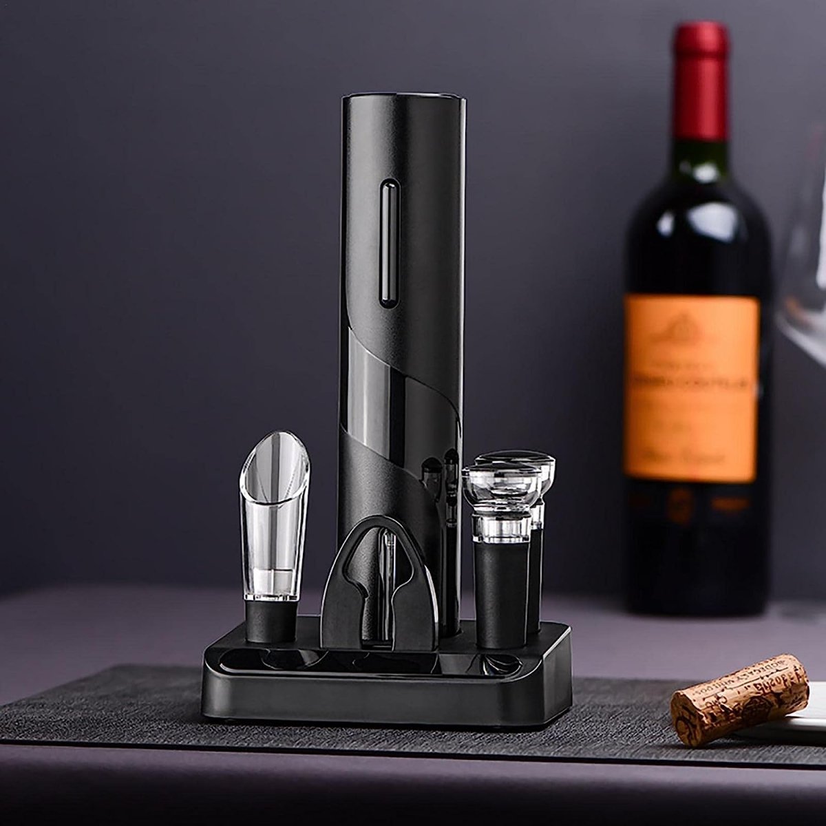 Set para Vinos: Sacacorchos electrico, Cortador y Aireador - Muy Moderna Uruguay