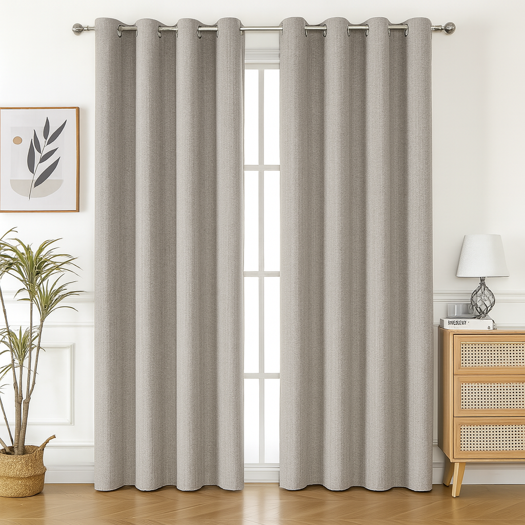 Cortina Blackout 100% En 2 Paños De 140x220cm Textura Lino