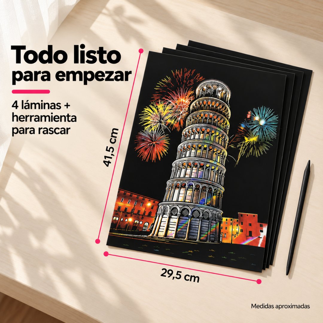 Kit de 4 Láminas para Rascar Scratch Art