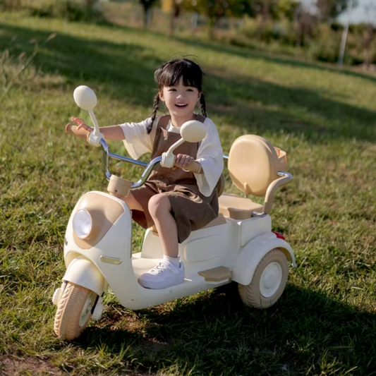 Moto Eléctrica Infantil 12V Scooter Doble Asiento + Control Remoto