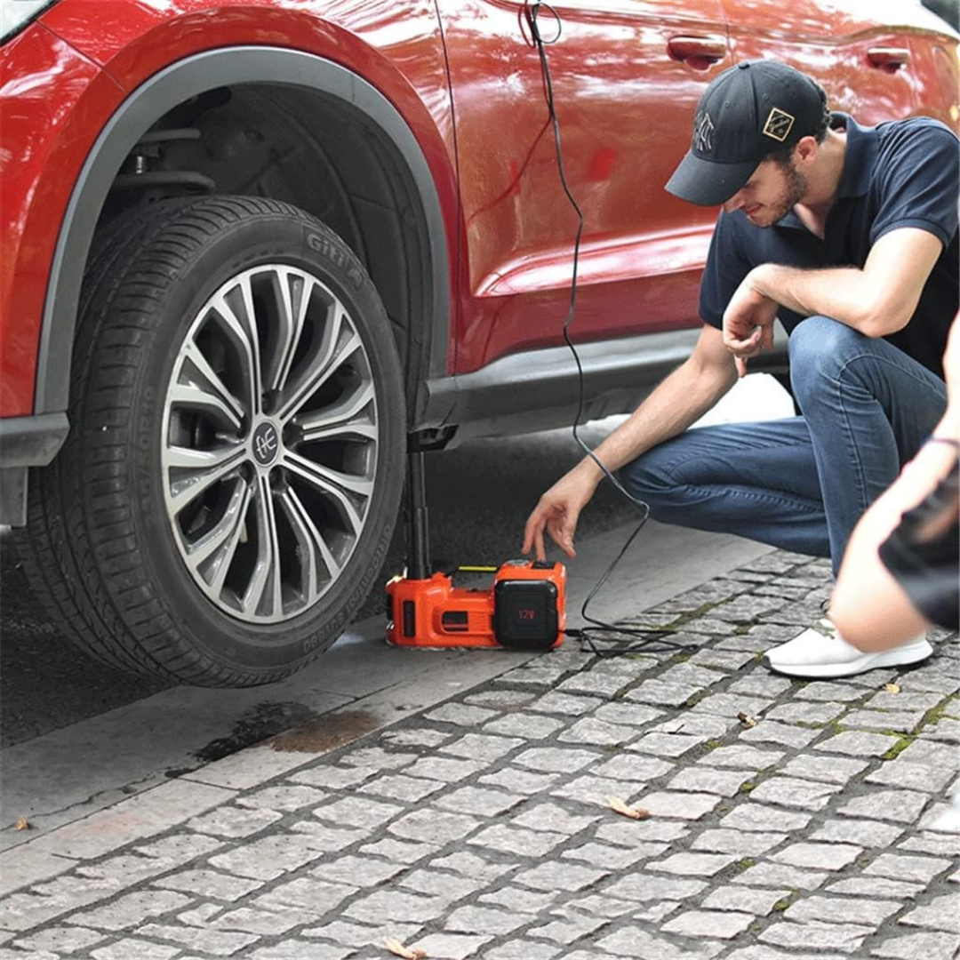 Kit de Auxilio Gato Eléctrico Con Inflador y Llave de Impacto