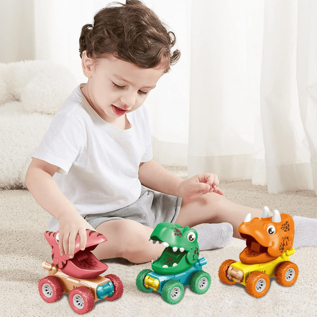 Set de 3 Autitos de Dinosaurio Juguete a Fricción