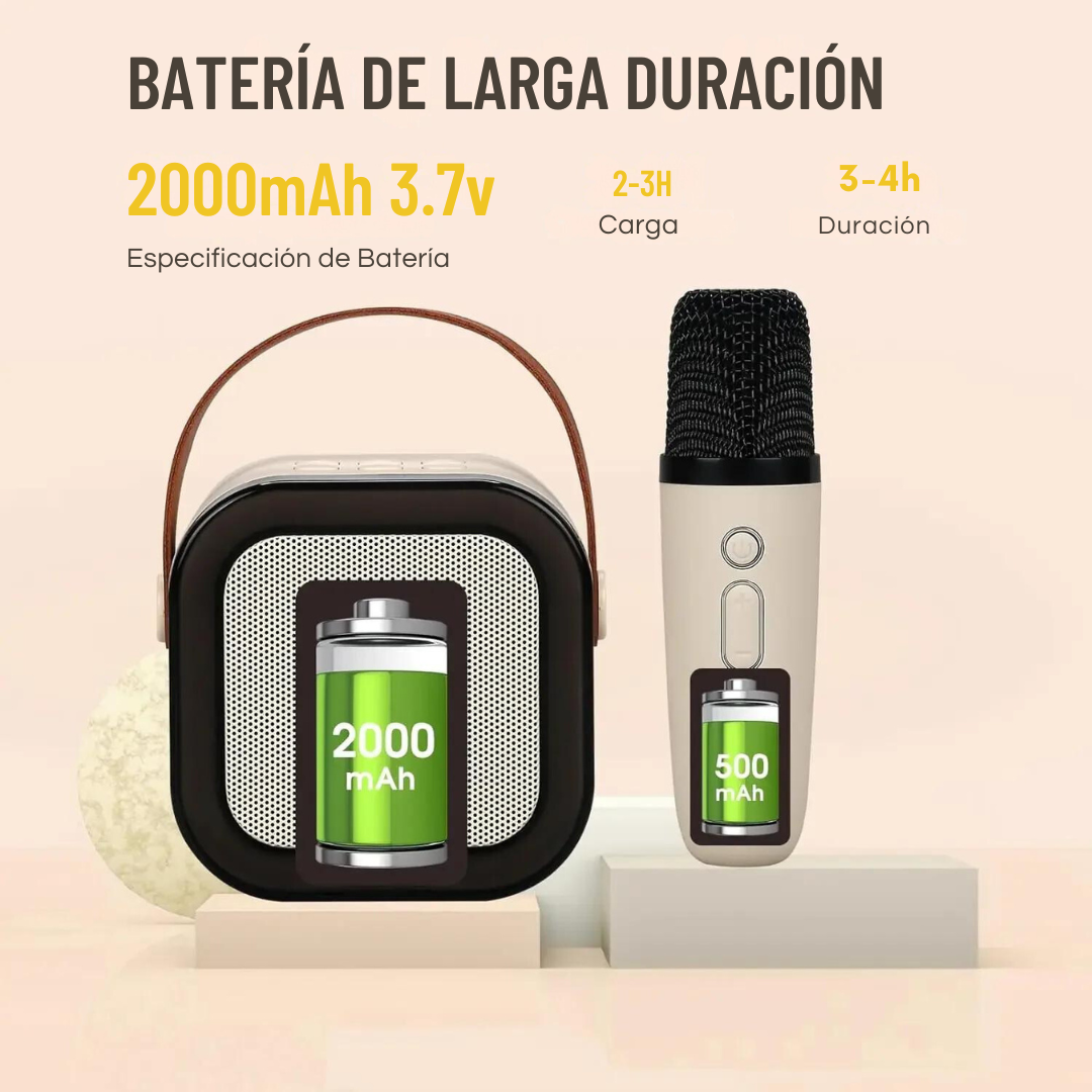 Kit Parlante Bluetooth Con 2 Micrófonos Para Cantar Karaoke