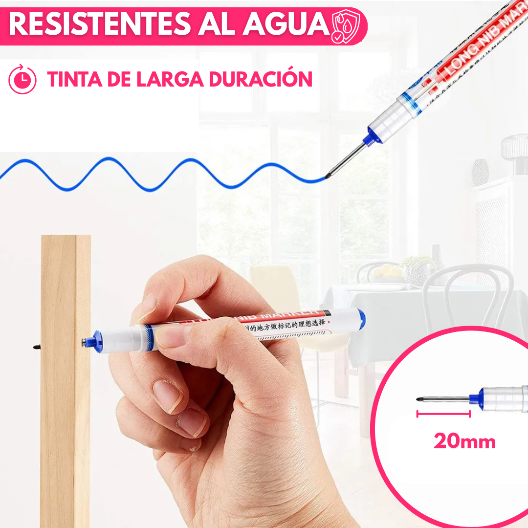 Juego de 3 Marcadores de Punta Larga Para Carpinteria