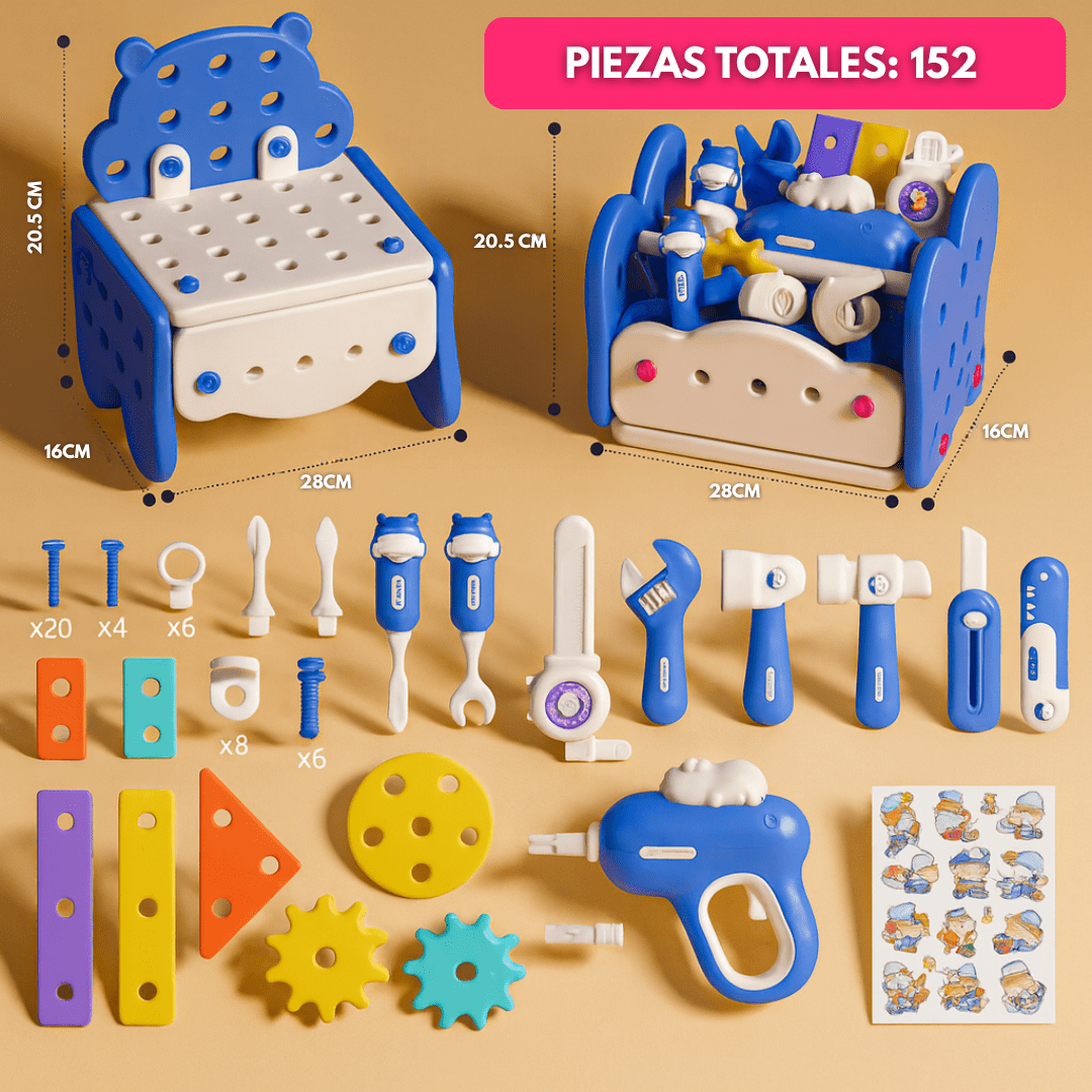 Set Herramientas Juguete Infantil 152 Piezas Con Taladro Y Caja - Muy Moderna Uruguay