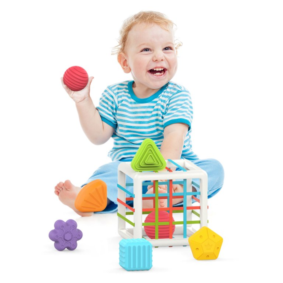 Cubo Didáctico Montessori con Formas de Encastre