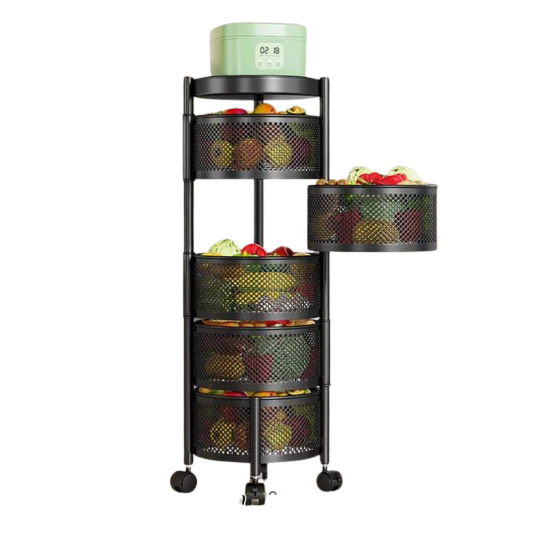 Carrito Organizador De Cocina Frutero 5 Niveles con Canastos Circulares