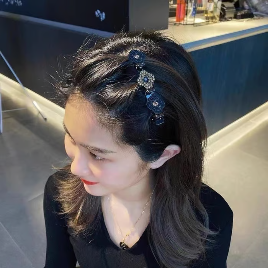 Pinzas Cabello Pelo Strass Flores Brillantes Set x4