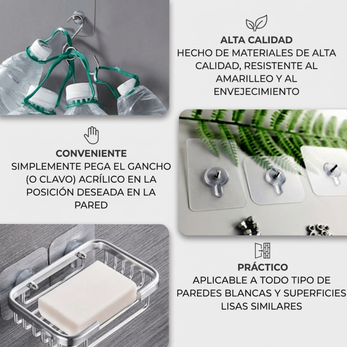 Pack x6 Adhesivos con Tornillo Sin Perforación Para Cocina Y Baño - Muy Moderna Uruguay