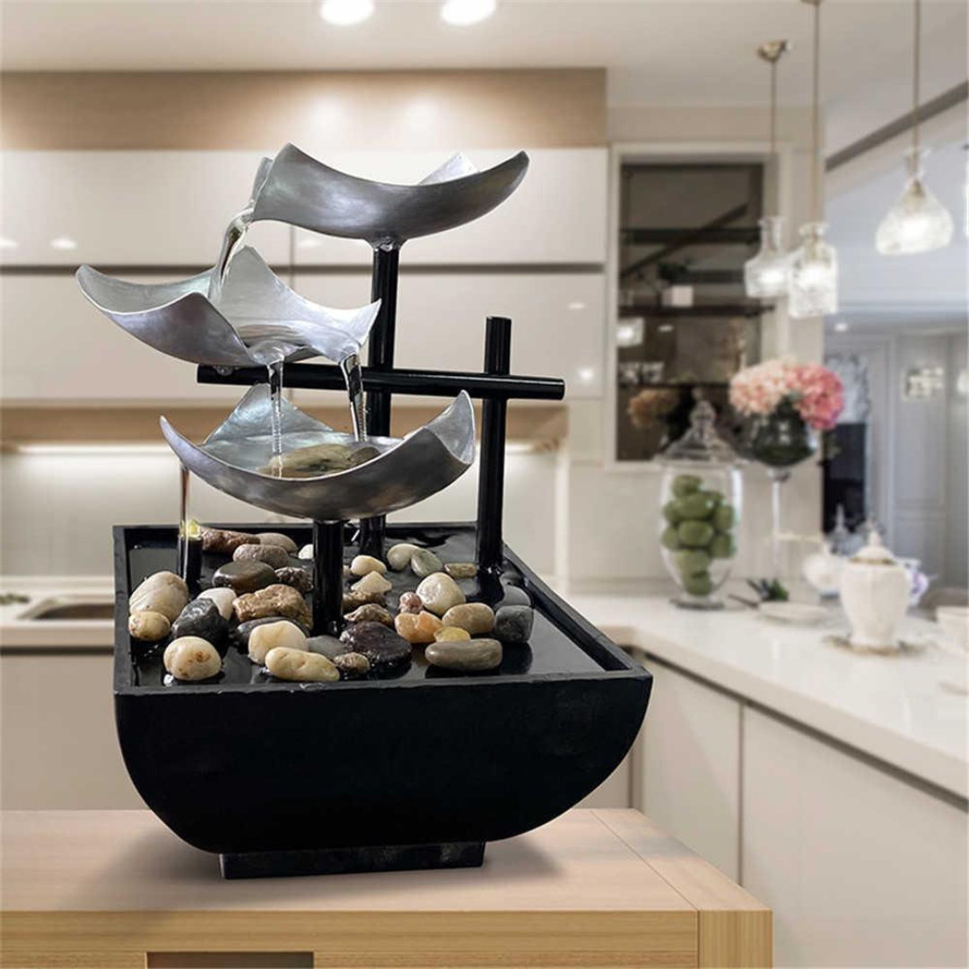 Fuente Decorativa de 3 Cascadas de Agua con Piedras Iluminadas