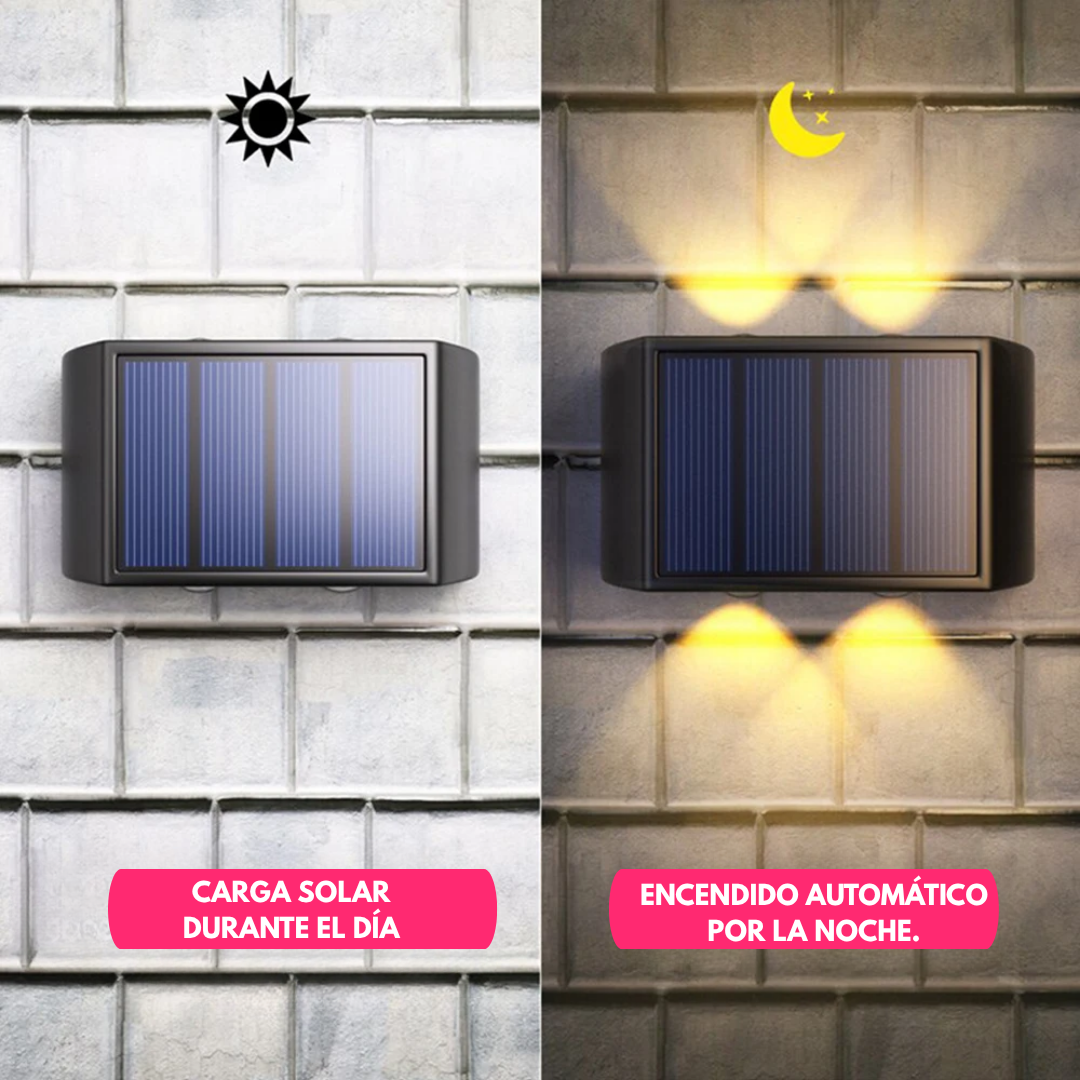 Focos Solar Bidireccional de Pared Exterior Pack x2