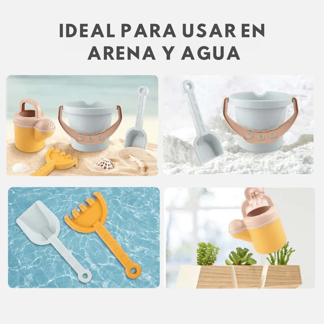 Set Completo Excavadora, Balde y Moldes De Playa Ecologico - Muy Moderna Uruguay
