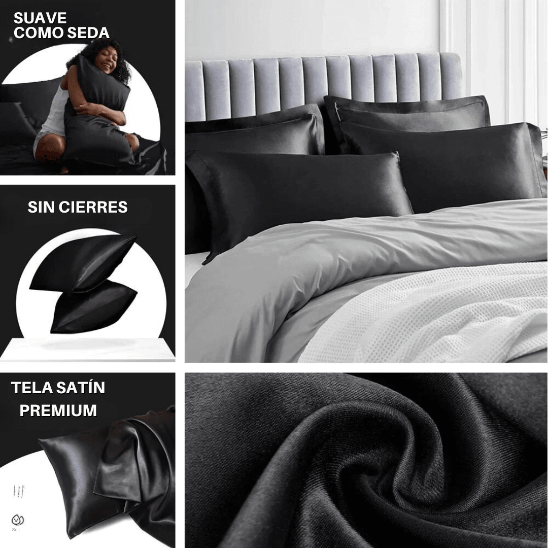 Set de 2 Fundas de Almohada Satén Tipo Seda