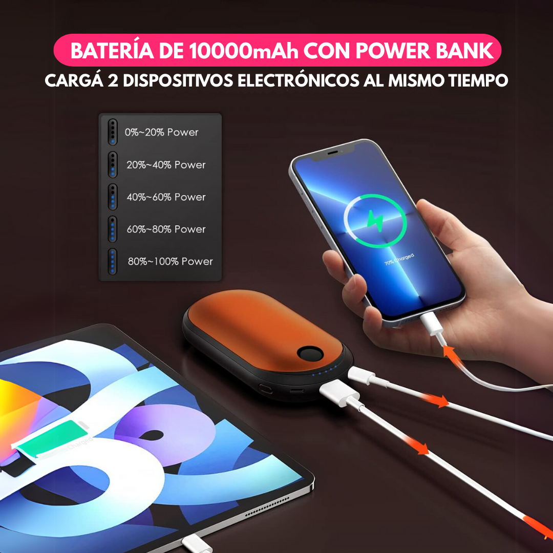 Calentador De Manos Y Powerbank Para Celular Usb Bolsillo