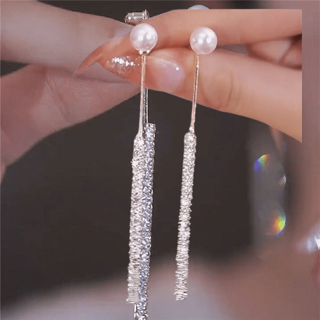 Caravanas Colgantes con Perla y Strass Brillante - Muy Moderna Uruguay