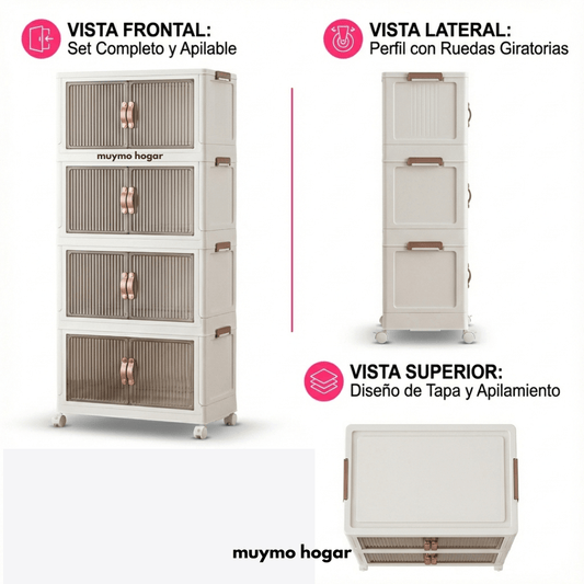 Set De 4 Cajas Organizadoras Apilables - Muymo Hogar - Muy Moderna Uruguay