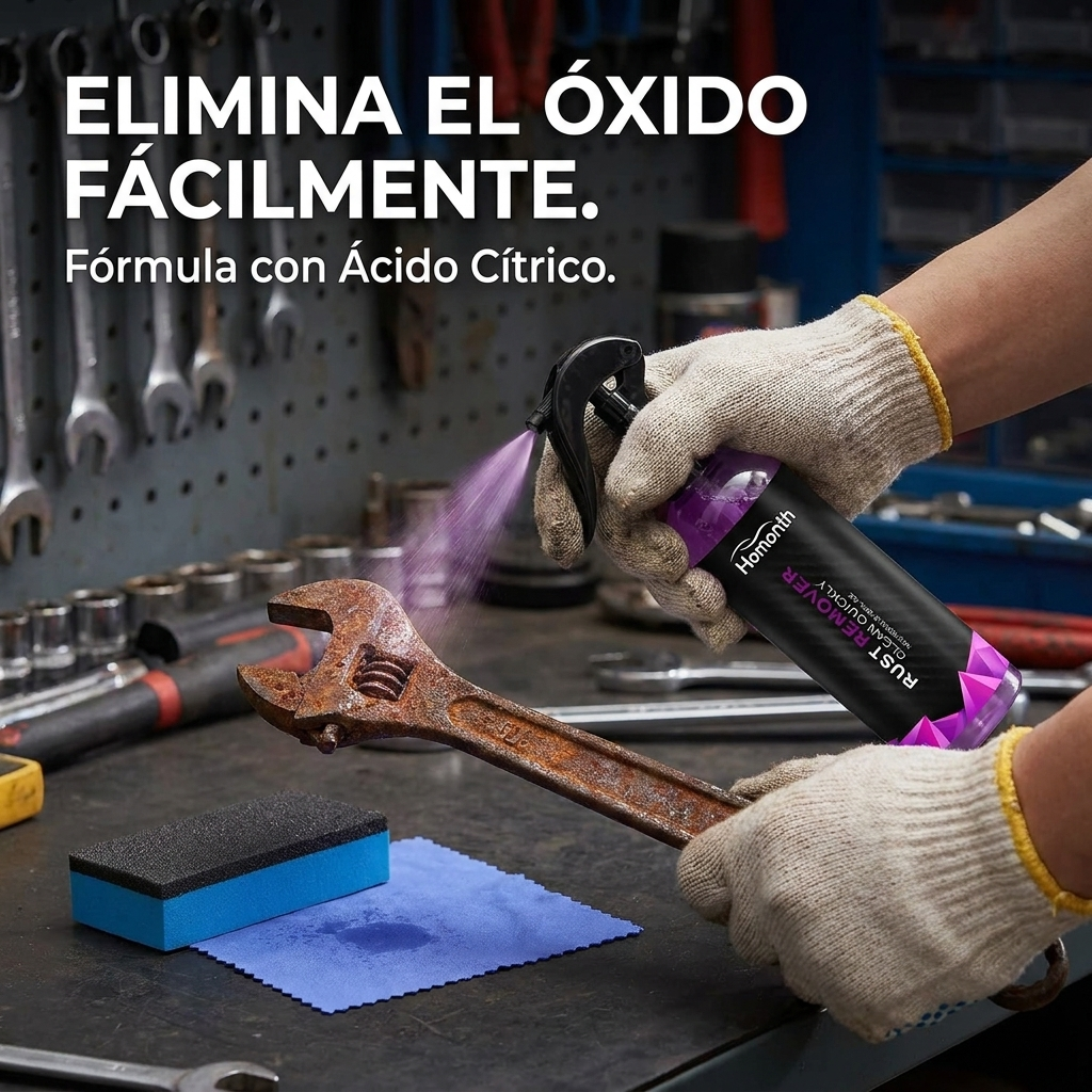Spray Quitaóxido 100ml Kit Paño Esponja Ácido Cítrico Metal
