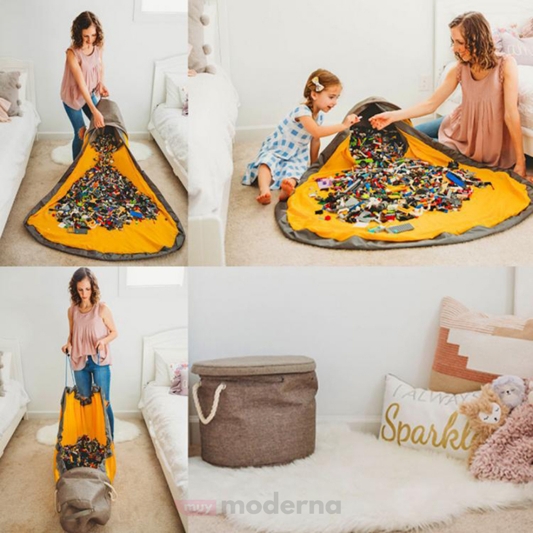 Canasto con Alfombra para Juntar Juguetes