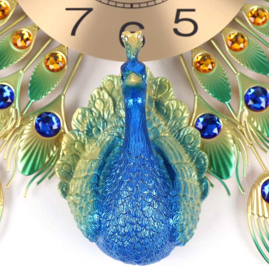 Reloj De Pared Pavo Real Elegante Grande - Muy Moderna Uruguay