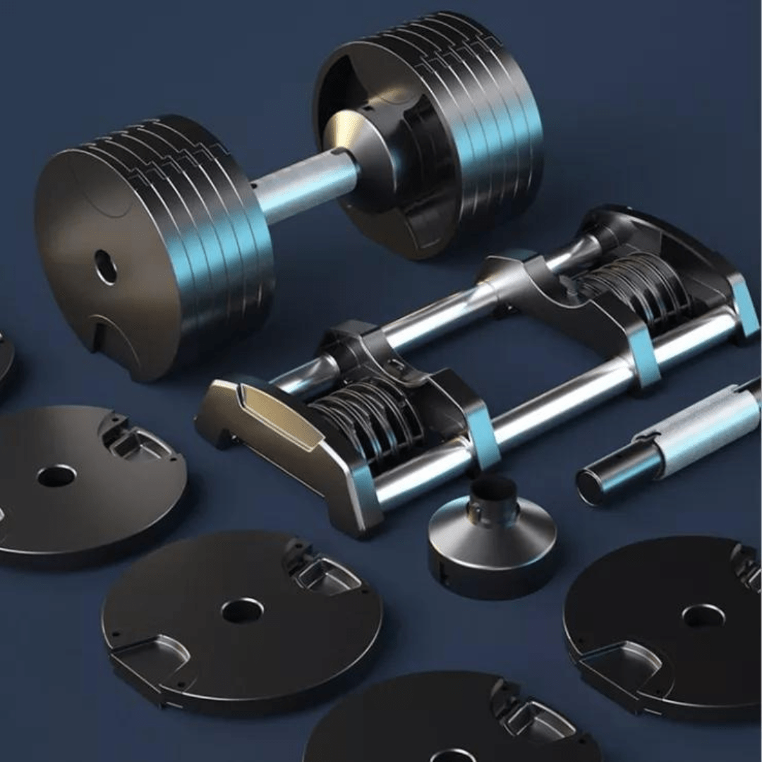 Set X2 Multi - Mancuernas de Hierro Ajustables (2kg 4kg 8kg 12kg 16kg 20kg) - Muy Moderna Uruguay