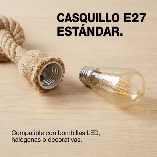 Kit 3 Lámparas Colgantes de Techo con Cuerda Rústica Vintage