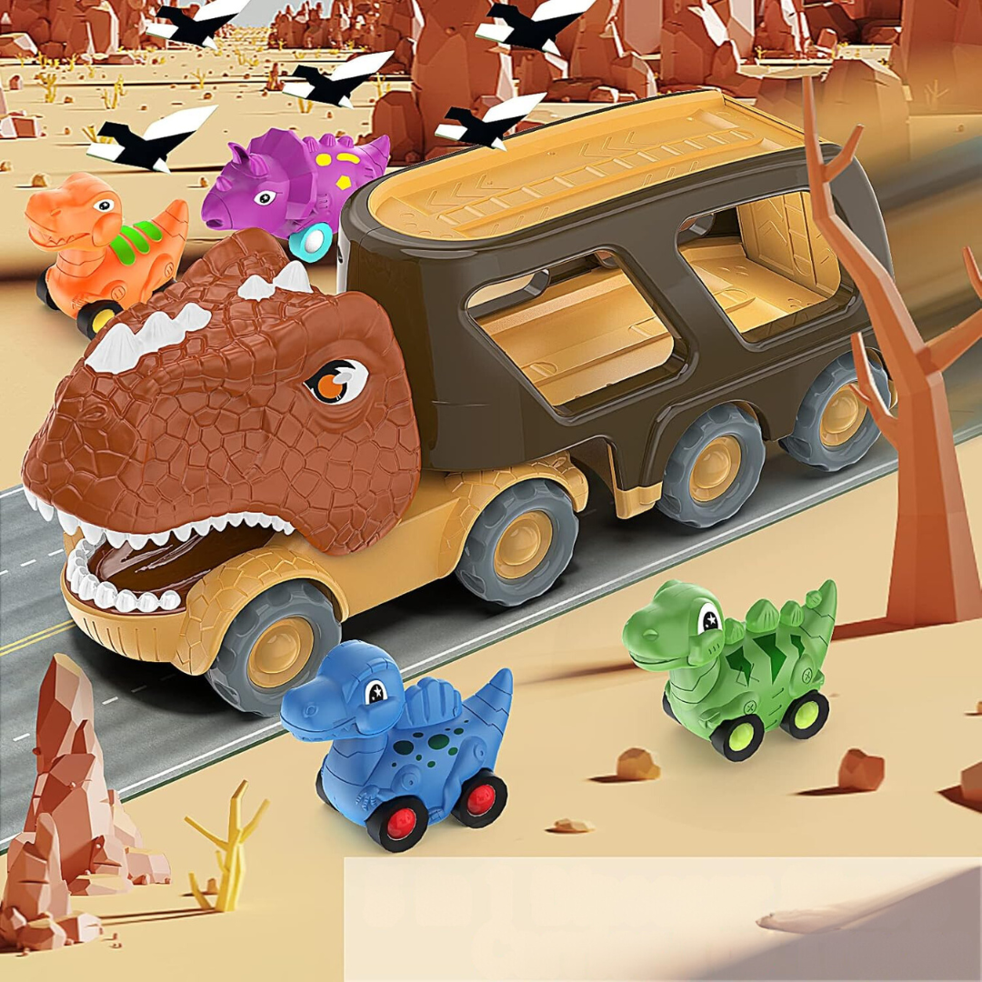 Camión Juguete Transportador De Dinosaurios Autitos de Fricción