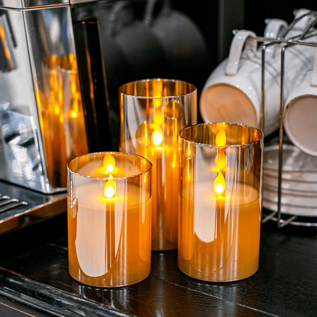 Pack x3 Velas LED de Vidrio con Control Remoto - Muy Moderna Uruguay
