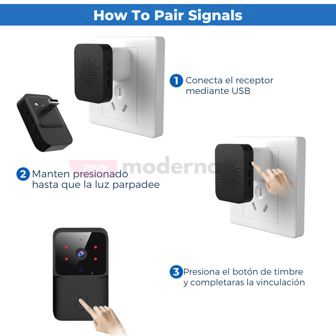 Timbre Con Cámara Y Micrófono Wifi Eléctrico Aplicación Tuya - Muy Moderna Uruguay