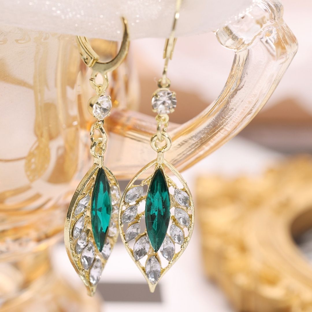 Par De Aretes Hoja de Zirconia - Muy Moderna Uruguay